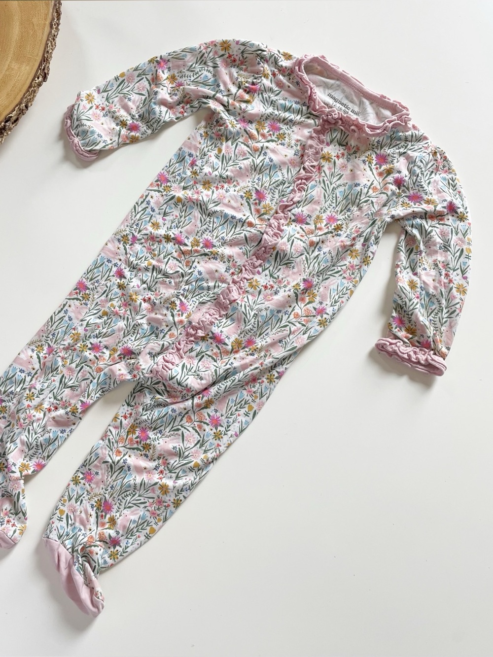 Magnetic Me Modal Bunny Garden Ruffle Romper | 3-6m